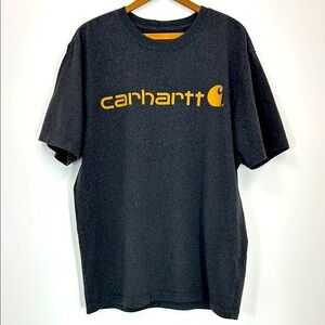 Carhartt T-Shirt Men's Loose Fit Medium Work Wear Cotton Charcoal Blue Collar